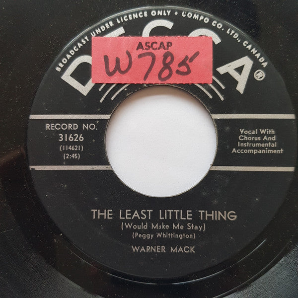 Warner Mack : The Least Little Thing (7", Single)
