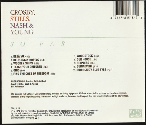 Crosby, Stills, Nash & Young : So Far (CD, Comp, RE)