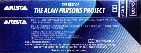The Alan Parsons Project : The Best Of The Alan Parsons Project (Cass, Comp, Pap)