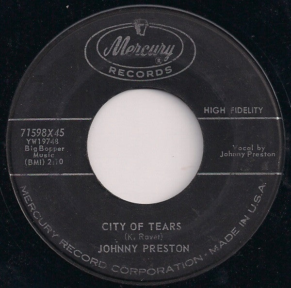 Johnny Preston : Cradle Of Love / City Of Tears (7", Single, Mono)