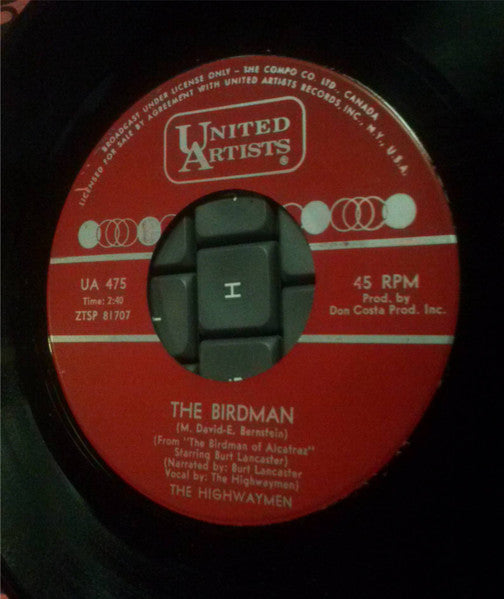 The Highwaymen* : The Birdman / Cindy Oh Cindy (7", Single)