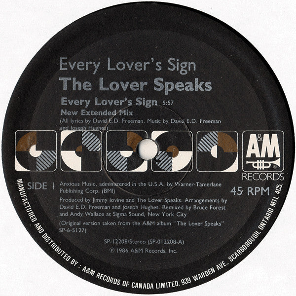 The Lover Speaks : Every Lover's Sign (12")