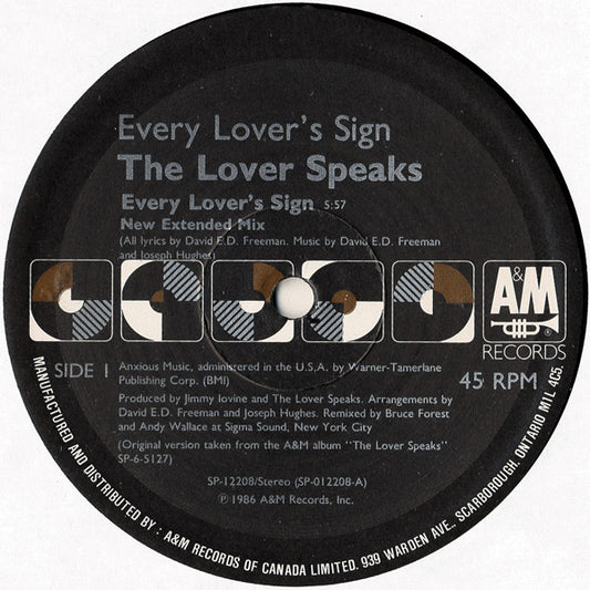The Lover Speaks : Every Lover's Sign (12")