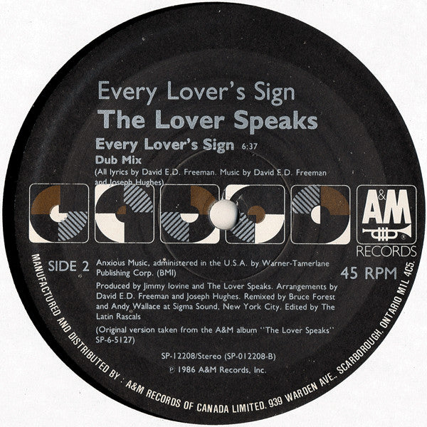 The Lover Speaks : Every Lover's Sign (12")