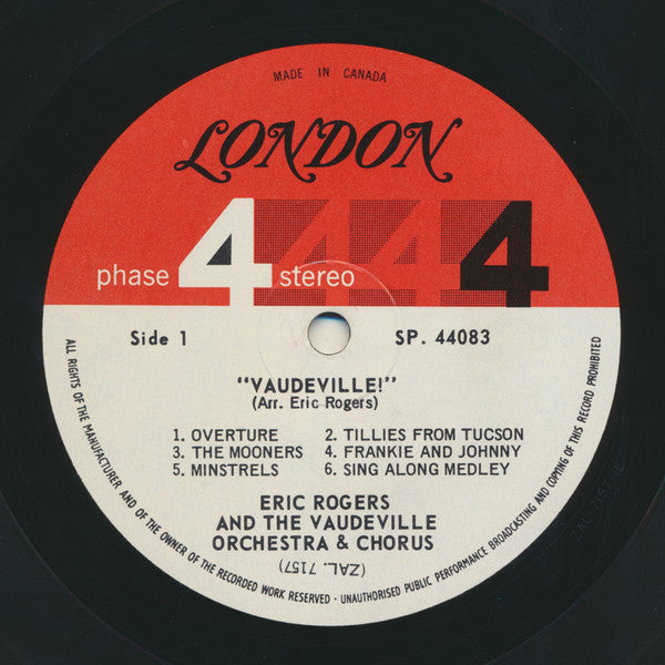 Eric Rogers (2) and The Vaudeville Orchestra And Chorus : Vaudeville! (LP, Album, Gat)