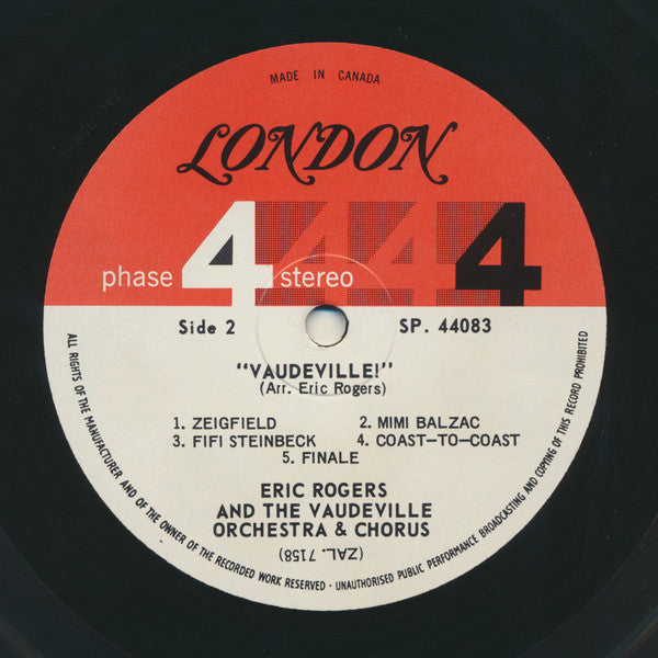Eric Rogers (2) and The Vaudeville Orchestra And Chorus : Vaudeville! (LP, Album, Gat)