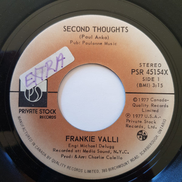 Frankie Valli : Second Thoughts (7", Single)