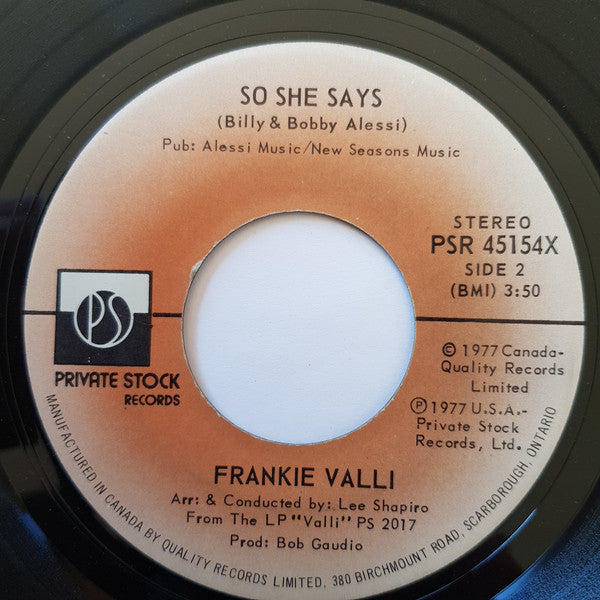 Frankie Valli : Second Thoughts (7", Single)