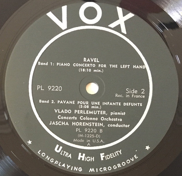 Maurice Ravel - Vlado Perlemuter, L'Orchestre De L'Association Des Concerts Colonne, Jascha Horenstein : Piano Concerto In G / Piano Concerto For The Left Hand / Pavane Pour Une Infante Defunte / Menuet Antique (LP, Mono, RE)