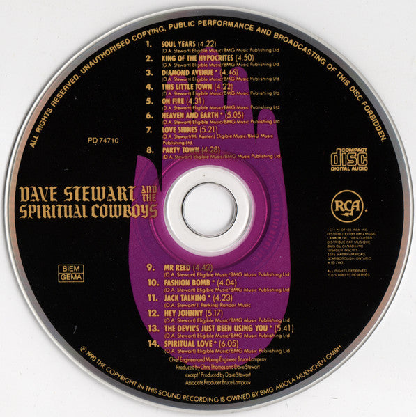 Dave Stewart And The Spiritual Cowboys : Dave Stewart And The Spiritual Cowboys (CD, Album)