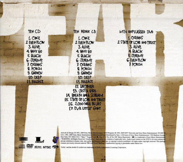 Pearl Jam : Ten (2xCD, Album, RM + DVD-V, NTSC, Reg + Dlx)