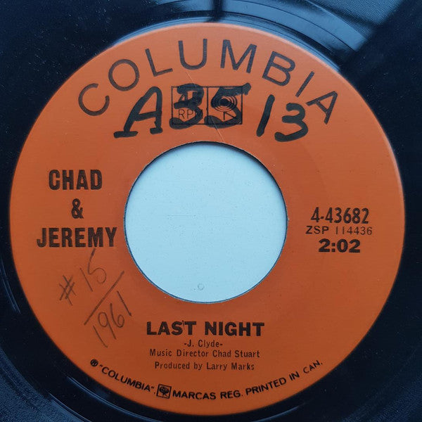 Chad & Jeremy : Distant Shores / Last Night (7", Single)