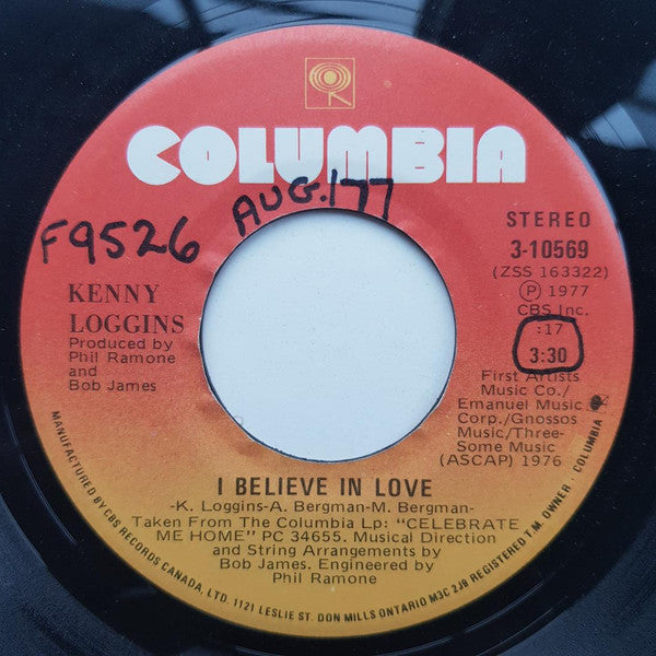 Kenny Loggins : I Believe In Love (7", Single)