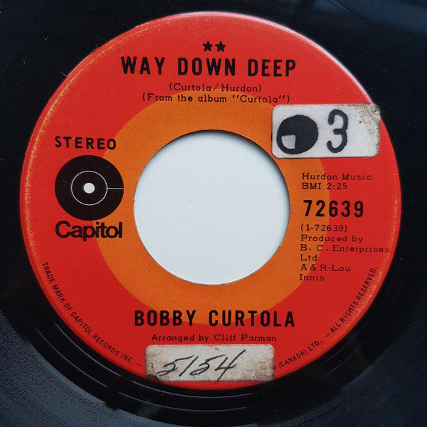 Bobby Curtola : Rose Garden / Way Down Deep (7", Single)