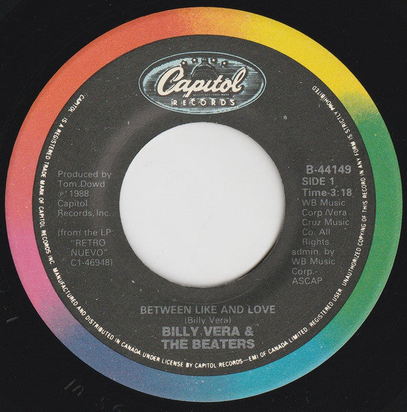 Billy Vera & The Beaters : Between Like And Love (7", Single)