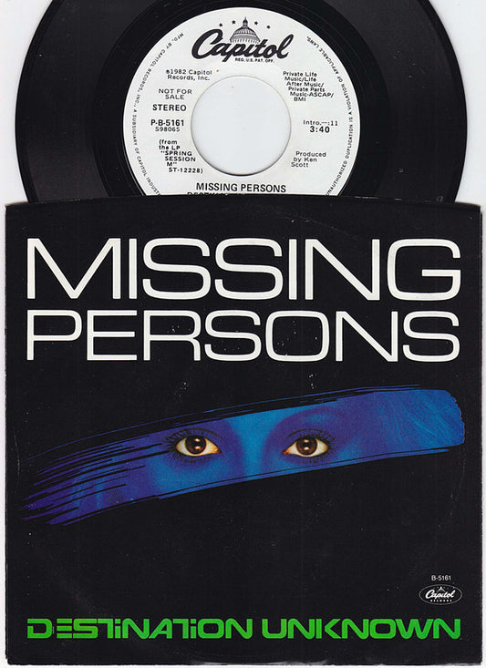 Missing Persons : Destination Unknown (7", Single, Promo, Styrene, All)