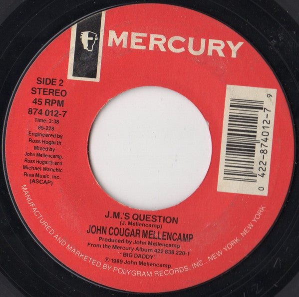 John Cougar Mellencamp : Pop Singer (7", Styrene, Car)