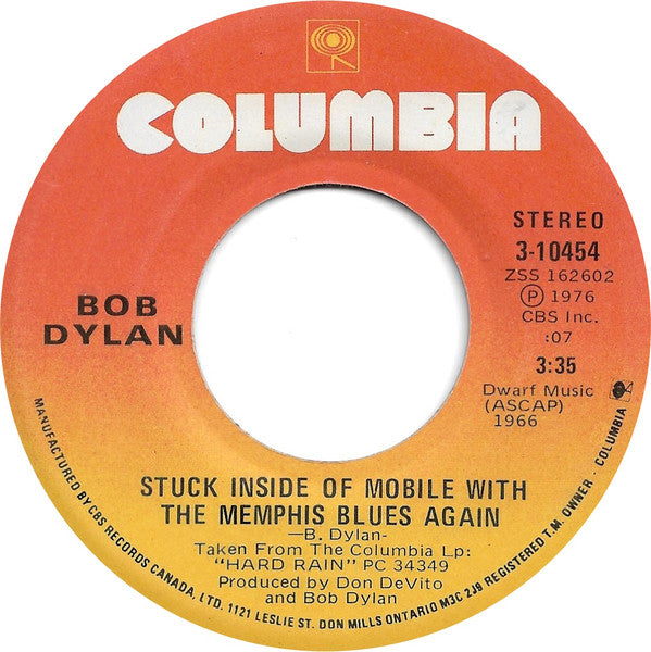 Bob Dylan : Stuck Inside Of Mobile With The Memphis Blues Again / Rita May (7", Single)