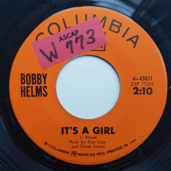 Bobby Helms : It's A Girl (7", Single)