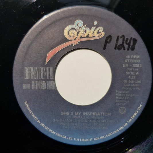 Barney Bentall And The Legendary Hearts : She's My Inspiration / Somewhere There's An Angel (7", Single)