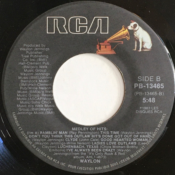 Waylon Jennings : Lucille (You Won't Do Your Daddy's Will) /  Medley Of Hits (7")