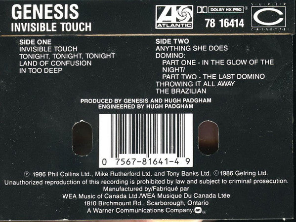 Genesis : Invisible Touch (Cass, Album)