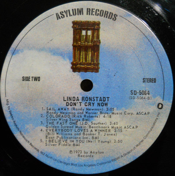 Linda Ronstadt : Don't Cry Now (LP, Album, RE, Ter)