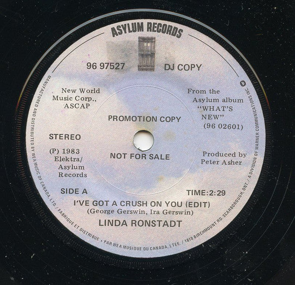 Linda Ronstadt : I've Got A Crush On You / Lover Man (Oh Where Can You Be) (7", Single, Promo)