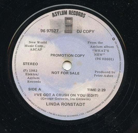 Linda Ronstadt : I've Got A Crush On You / Lover Man (Oh Where Can You Be) (7", Single, Promo)