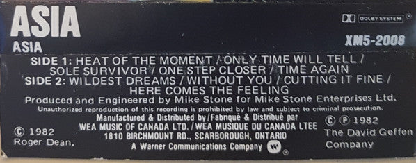 Asia (2) : Asia (Cass, Album, Dol)