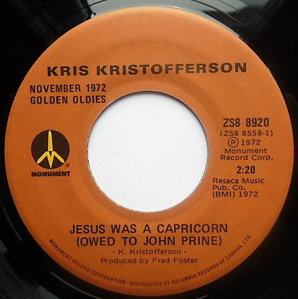 Kris Kristofferson : Why Me / Jesus Was A Capricorn (7", Single, RE)