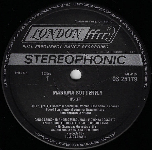 Giacomo Puccini / Renata Tebaldi, Carlo Bergonzi, Coro dell'Accademia Nazionale di Santa Cecilia And Orchestra dell'Accademia Nazionale di Santa Cecilia, Tullio Serafin : Madama Butterfly (3xLP, RE + Box)