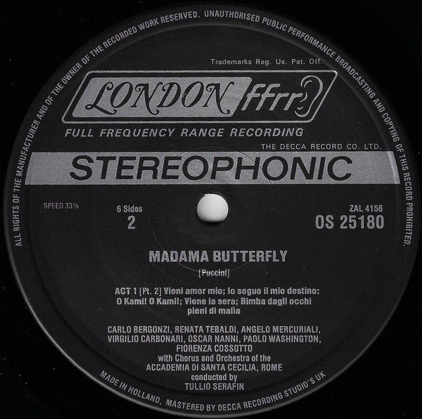 Giacomo Puccini / Renata Tebaldi, Carlo Bergonzi, Coro dell'Accademia Nazionale di Santa Cecilia And Orchestra dell'Accademia Nazionale di Santa Cecilia, Tullio Serafin : Madama Butterfly (3xLP, RE + Box)
