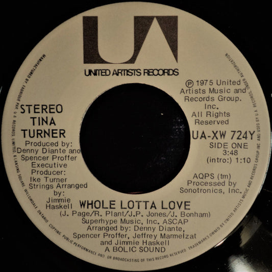 Tina Turner : Whole Lotta Love / Rockin' And Rollin' (7", Single)