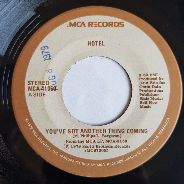 Hotel (5) : You've Got Another Thing Coming (7", Single)