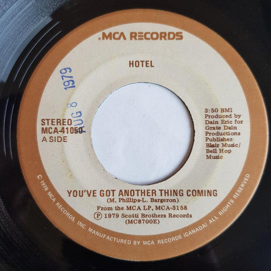 Hotel (5) : You've Got Another Thing Coming (7", Single)