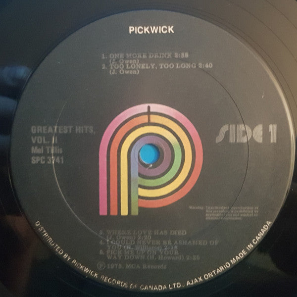 Mel Tillis : Mel Tillis' Greatest Hits, Vol. 2 (LP, Comp, RE)