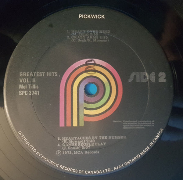 Mel Tillis : Mel Tillis' Greatest Hits, Vol. 2 (LP, Comp, RE)