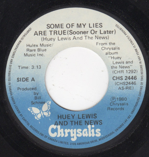 Huey Lewis & The News : Some Of My Lies Are True (Sooner Or Later) (7", Single)