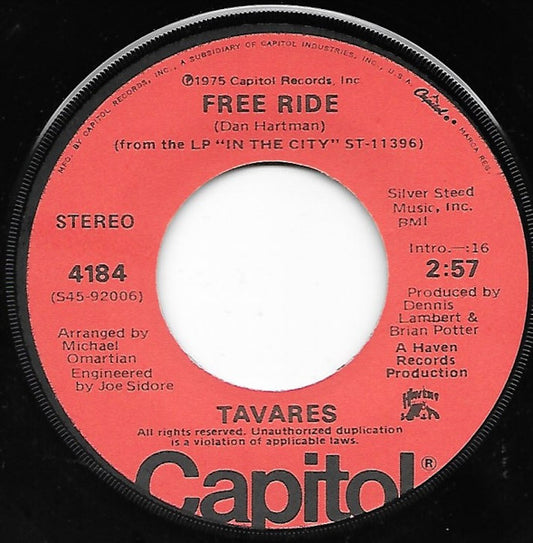 Tavares : Free Ride (7", Single)