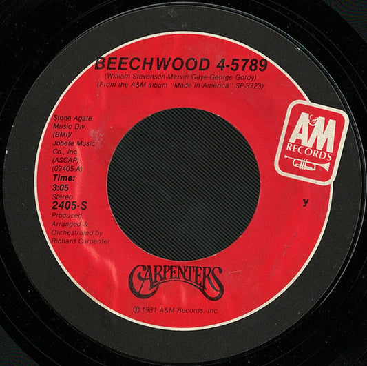 Carpenters : Beechwood 4-5789 (7", Single, Ter)