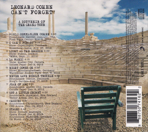 Leonard Cohen : Can't Forget: A Souvenir Of The Grand Tour (CD, Album, Dig)