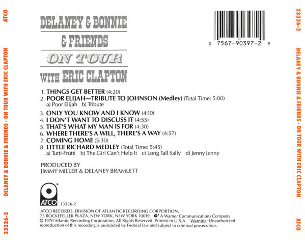 Delaney & Bonnie & Friends With Eric Clapton : On Tour (CD, Album, RE)