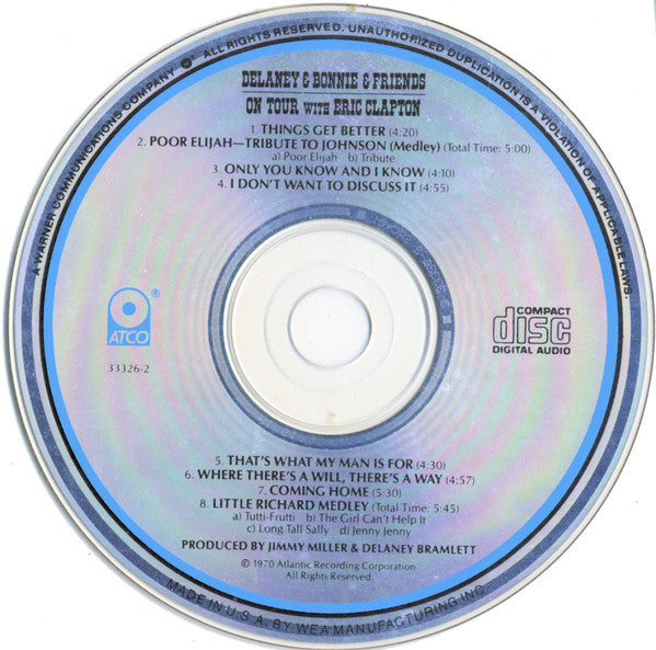 Delaney & Bonnie & Friends With Eric Clapton : On Tour (CD, Album, RE)