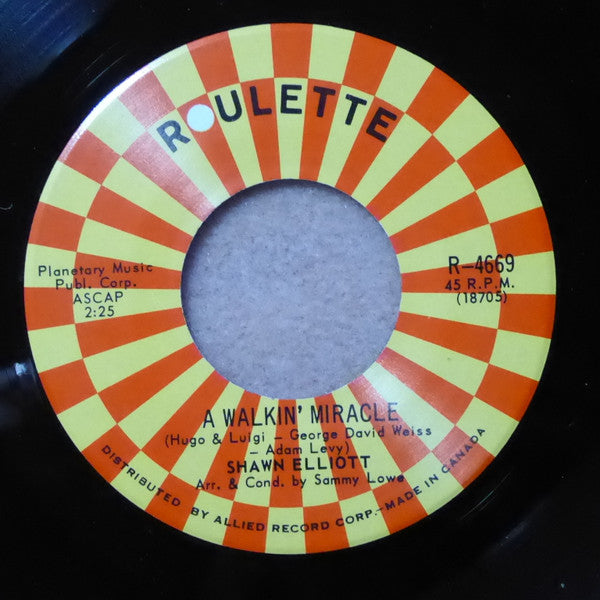 Shawn Elliott : A Walkin' Miracle / Sandy Is Her Name (7", Single)