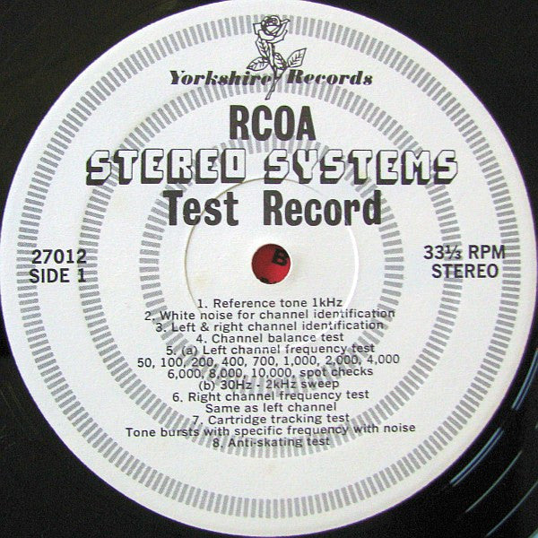 No Artist : RCOA Stereo Systems Test Record (LP)