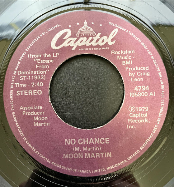 Moon Martin : No Chance (7", Single)
