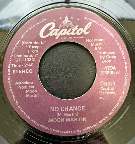 Moon Martin : No Chance (7", Single)