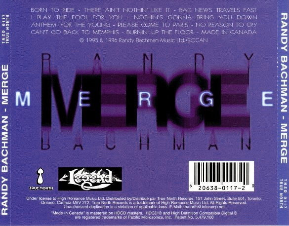 Randy Bachman : Merge (CD, Album)