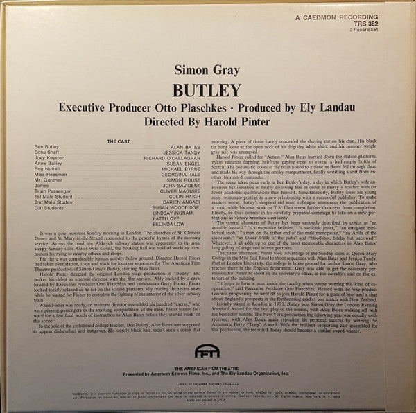 Simon Gray : Butley - Original Sound Track Recording (3xLP, aut + Box)